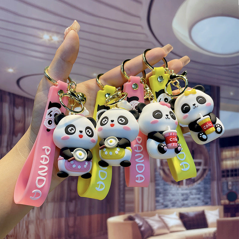 Cartoon Panda Keychain Cute PVC Material Playful Charm 2