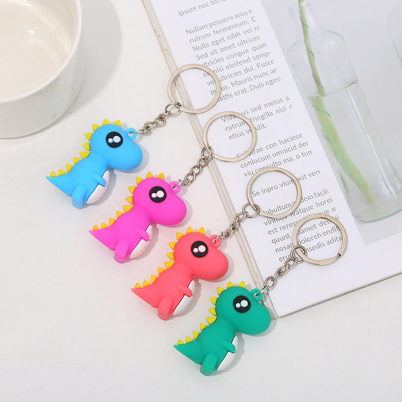 Silicone Dinosaur Couple Keychain Cute Colorful Dino Charm 4