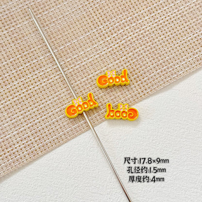 Baking Painted Good Sign and Teacup Bear Metal Beads 17mm 10pcs 8