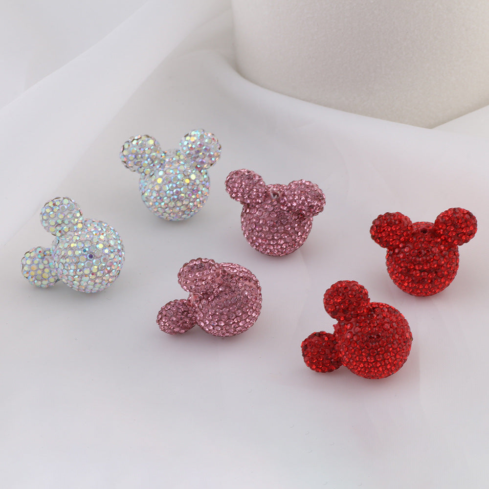 Polymer Clay Mickey Head Rhinestone Beads 17mm Full Pave 6pcs 2