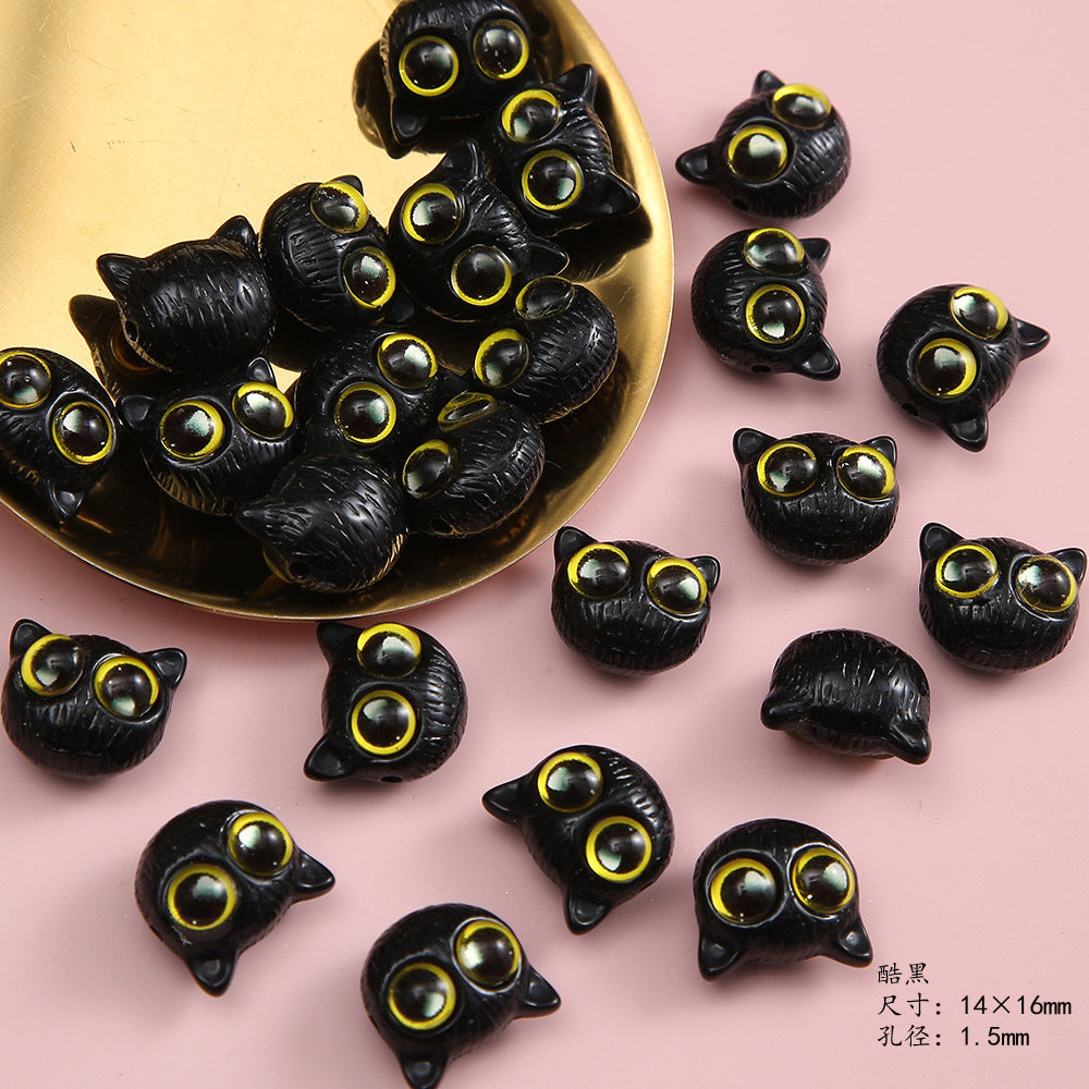 Adorable Kitten and Frog Head Resin Beads 12mm 14mm Mixed Colors 5pcs 2