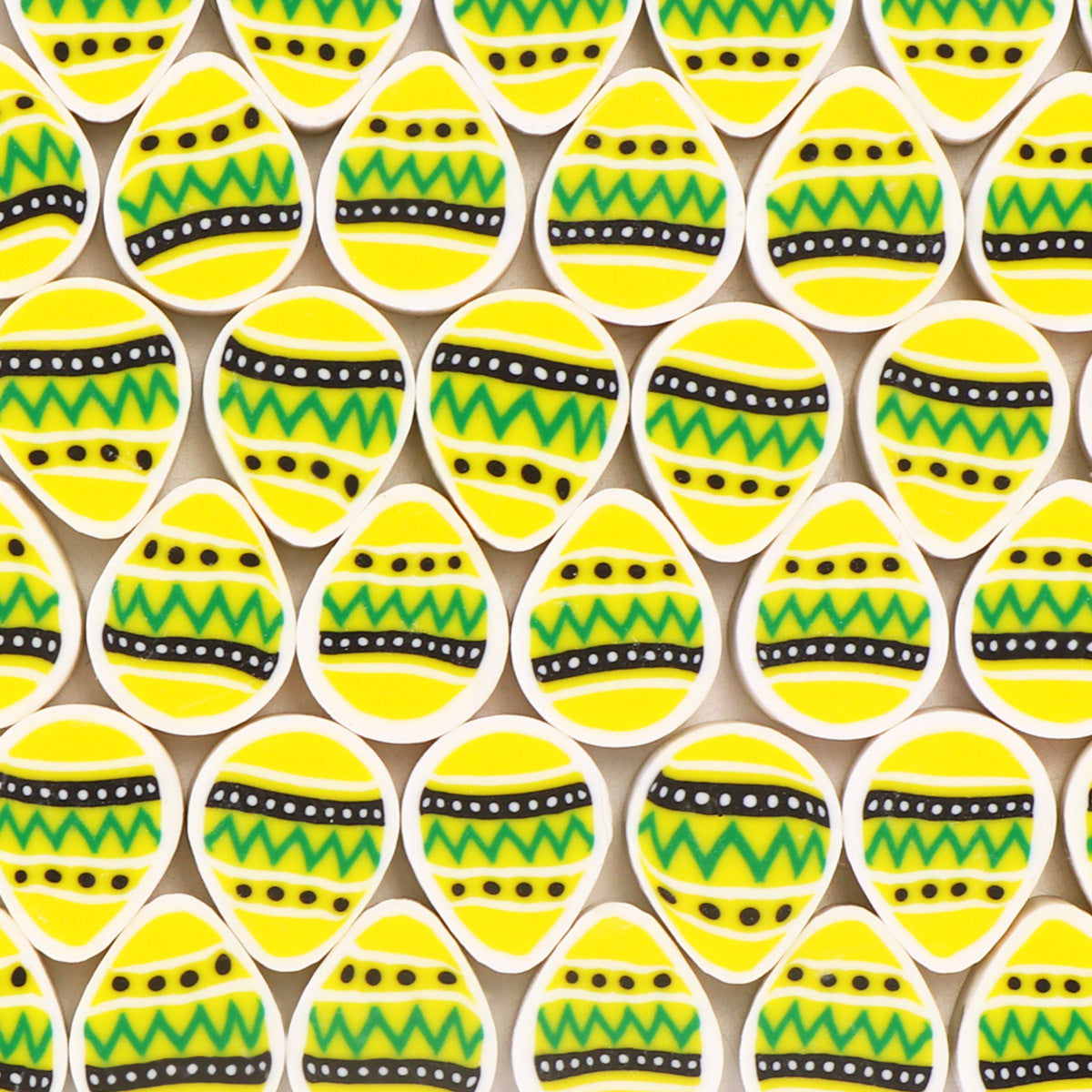 Easter Egg Clay Beads 10mm Colorful Pattern Polymer 100pcs 9
