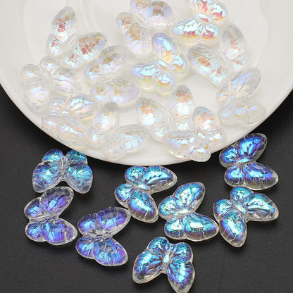 Plating Butterfly Glass Beads 17x10mm Iridescent Detailed Wings 10pcs 20