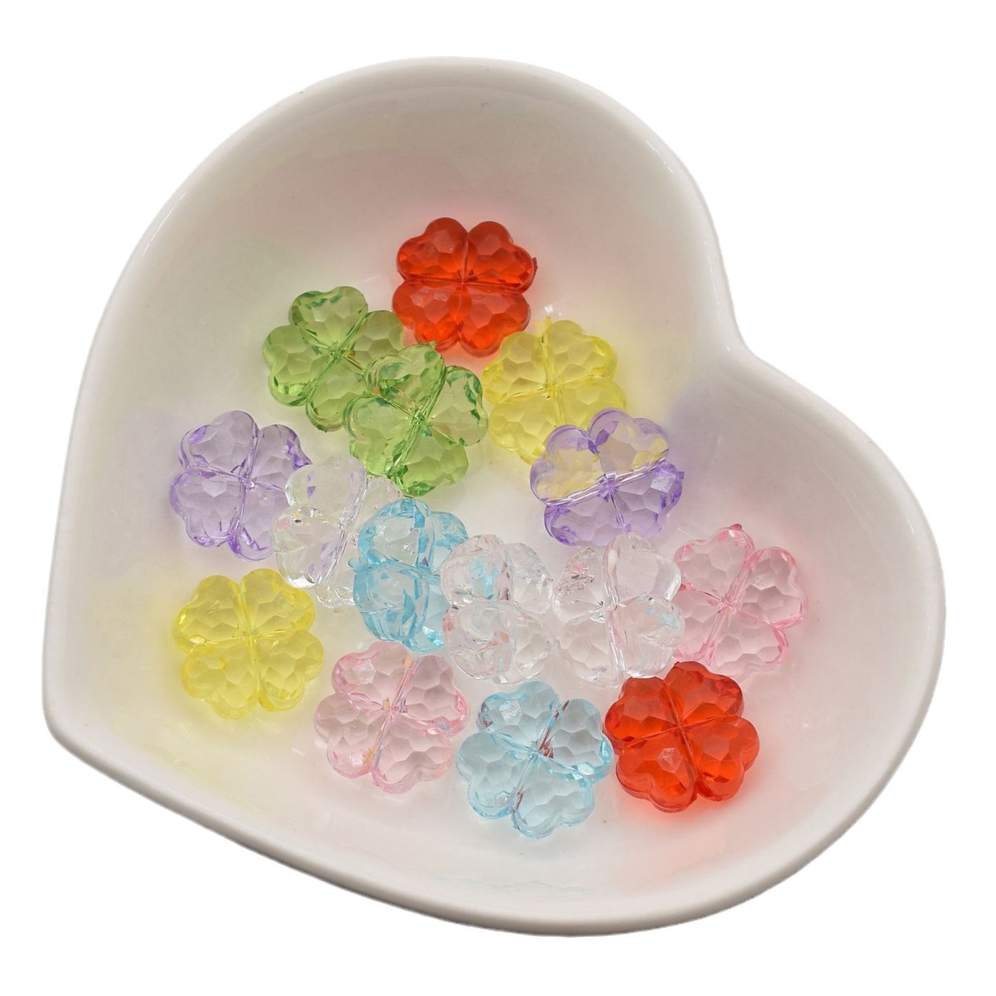 Transparent Faceted Clover Acrylic Beads 12.9mm Colorful 30pcs 5
