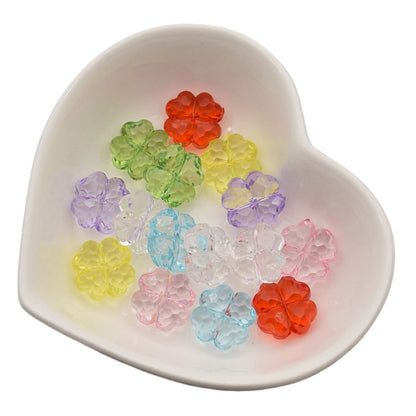 Transparent Faceted Clover Acrylic Beads 12.9mm Colorful 30pcs 5