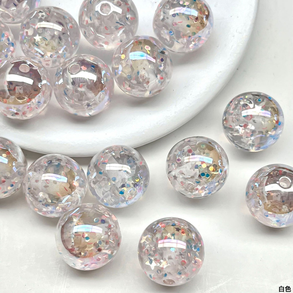 Clear Sparkle Glitter Resin Beads 16mm Round 10pcs 6