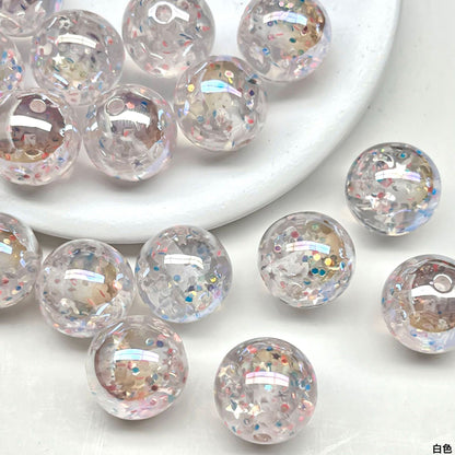 Clear Sparkle Glitter Resin Beads 16mm Round 10pcs 6