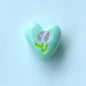 Hand Painted Heart Acrylic Beads 20mm Summer Tulip Pastel 100pcs 12