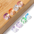 Transparent Square Glass Beads 7mm Pastel Mixed Colors 100pcs 3