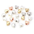 Plating Heart Acrylic Beads 12mm Large Hole Mixed Colors 100pcs