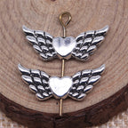 Heart Wing Metal Beads 21mm Antique Silver Tone Alloy 40pcs 2