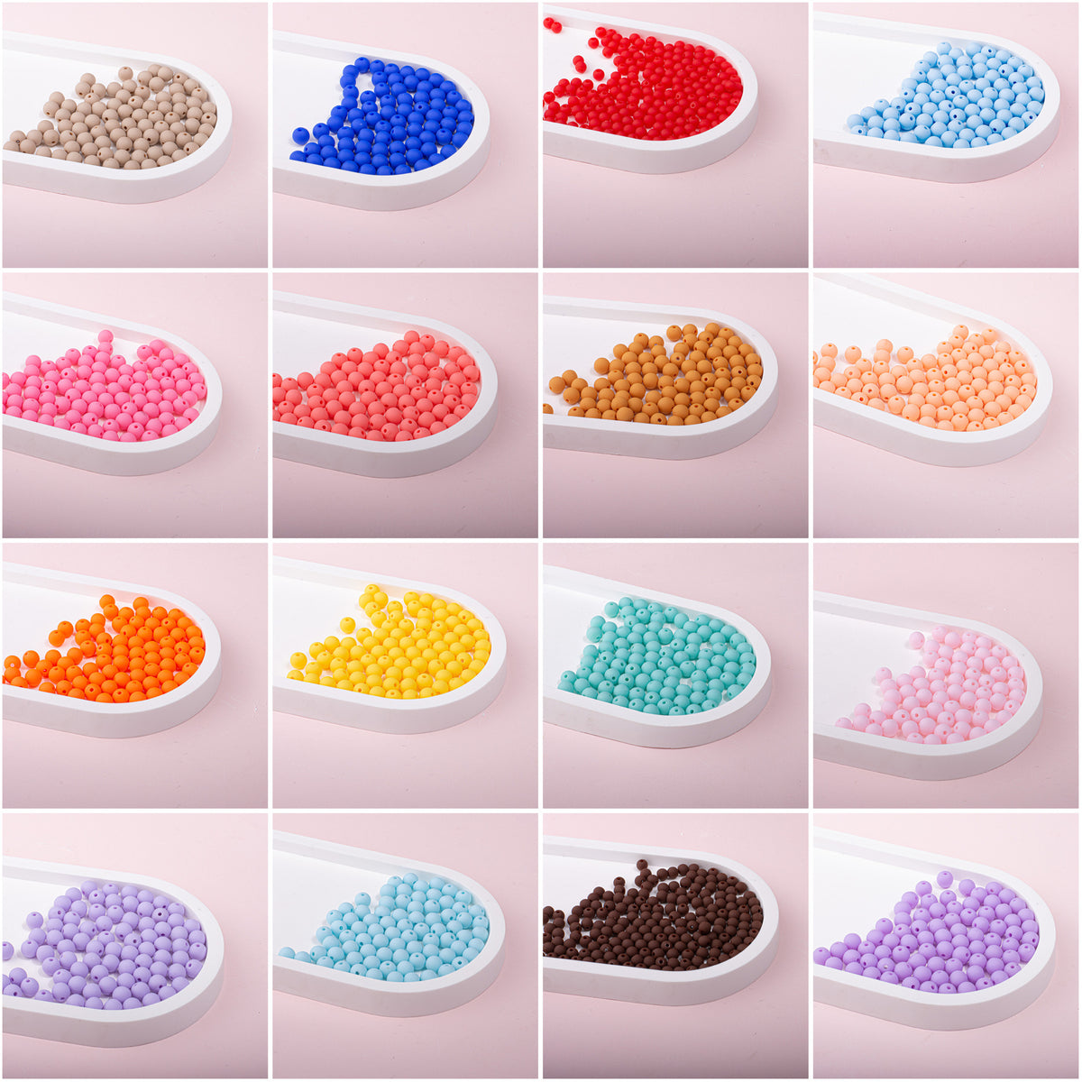 Solid Color Rubberized Round Acrylic Beads 8mm