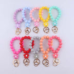 Flower Silicone Bead Wristlet Keychain Colorful Smooth Beads
