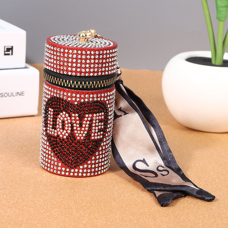Rhinestone Love Heart Coin Purse Keychain with Scarf Accent 5