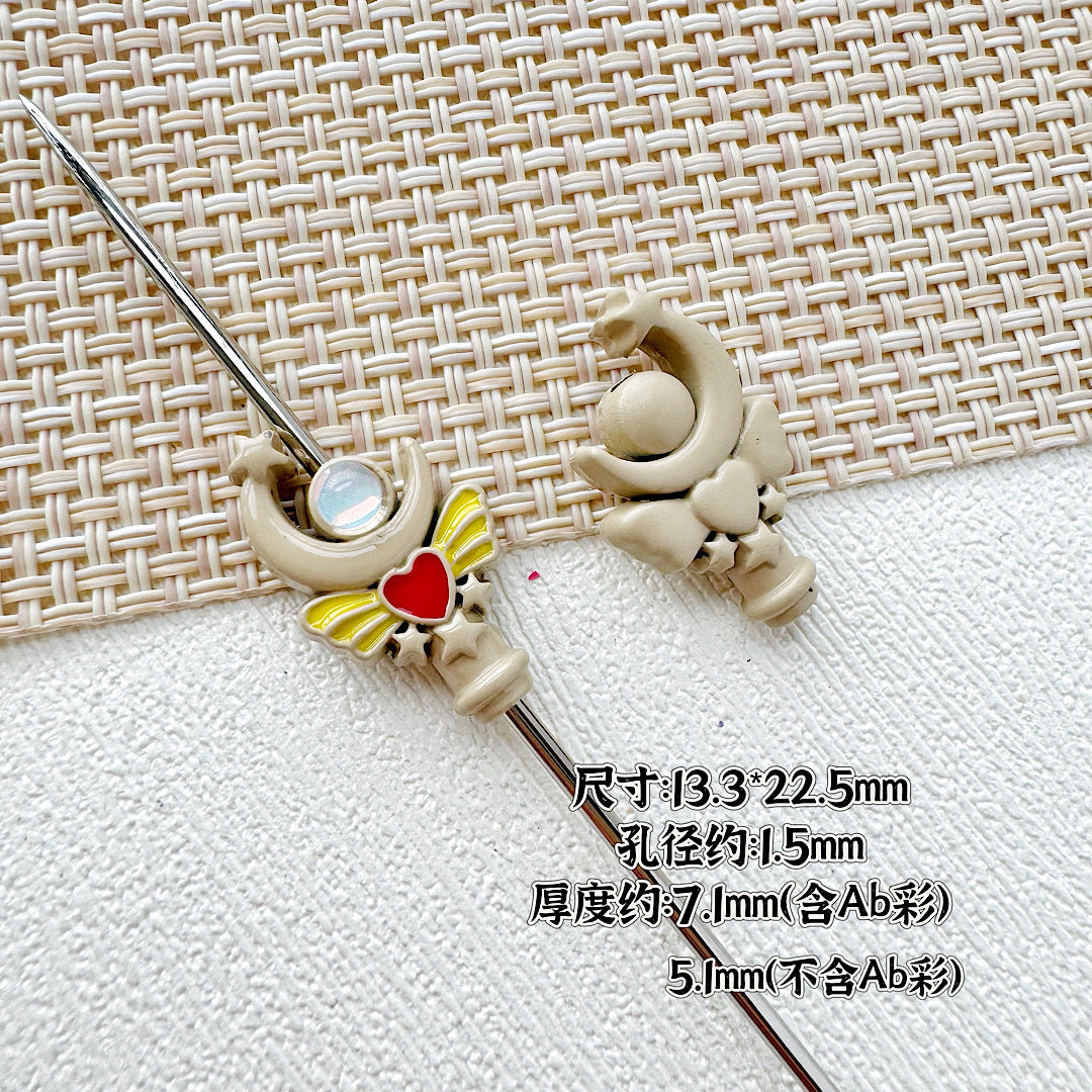 Wand Metal Beads Painted Anime Style Alloy 10pcs 31