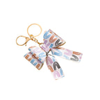 Elegant Bow PU Leather Keychains 15cm Colorful Printed 2pcs 5