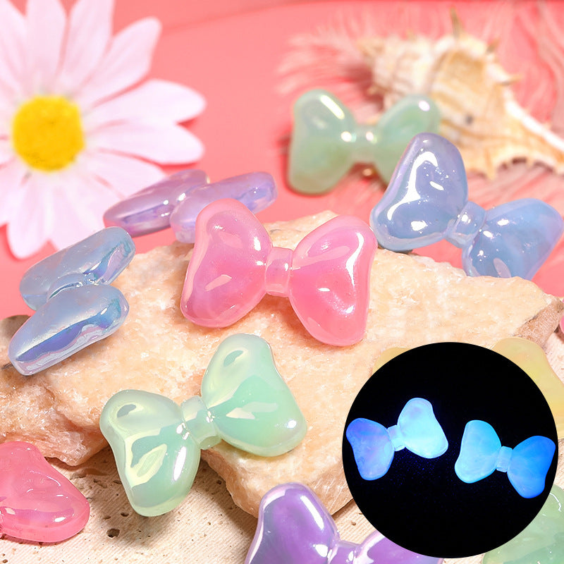 Glow Bow Acrylic Beads 22x31mm Pastel Glow in the Dark 50pcs