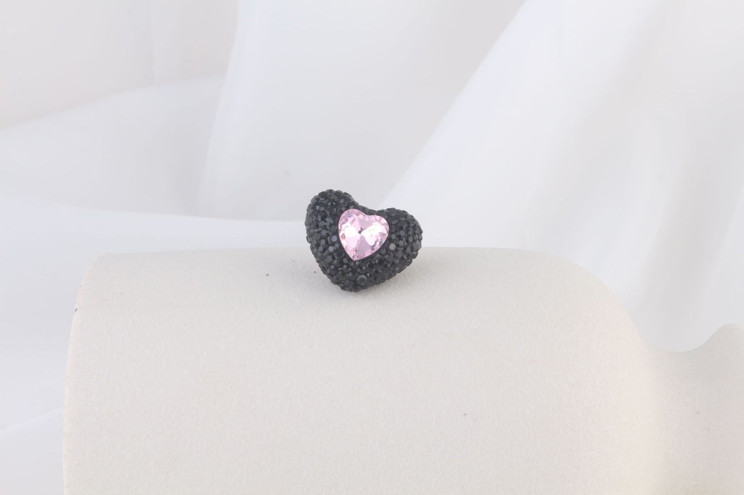 Rhinestone Heart Clay Beads 24mm Colorful Sparkling 6pcs 23
