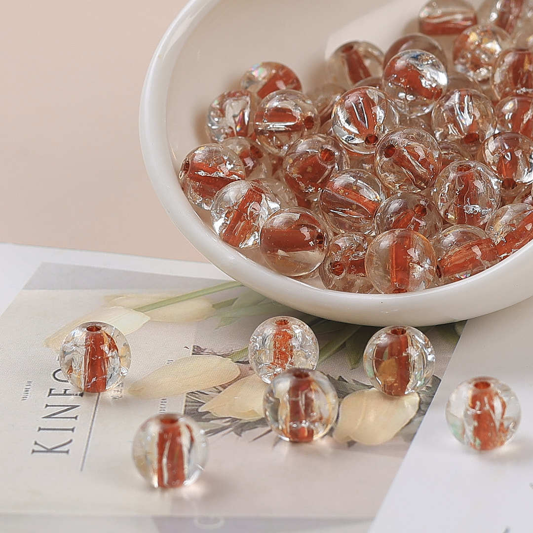 Clear Dyed Core Round Glass Beads 10mm Assorted Colors 40pcs 9