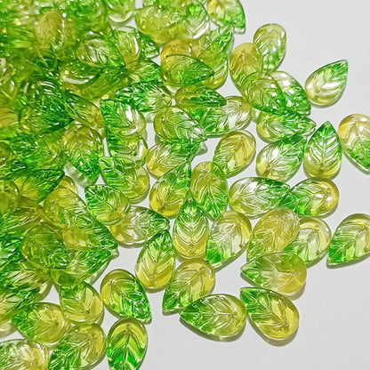 Czech Glass Beads Leaf 18mm Dark Blue Gradient Gold Shimmer 100pcs 14