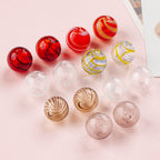 Vintage Hollow Striped Blown Glass Beads 21mm 4pcs 3