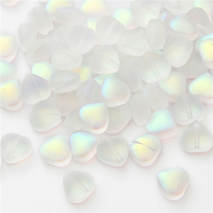 Heart Shape Glass Beads 8mm Frosted Iridescent Pastel 20pcs 18