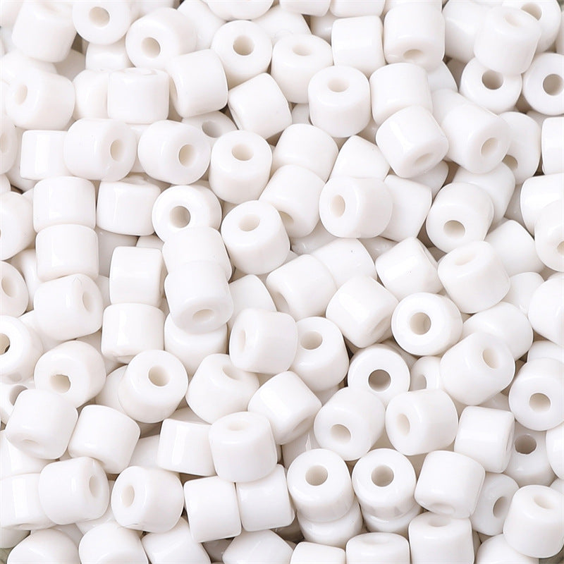 Cream Colored Pony Beads Acrylic 6mm Matte Wide Hole 50pcs 20