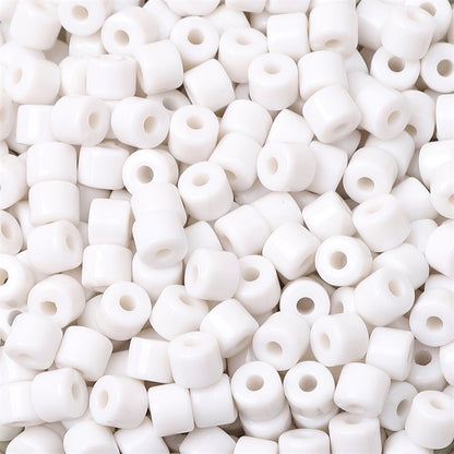 Cream Colored Pony Beads Acrylic 6mm Matte Wide Hole 50pcs 20