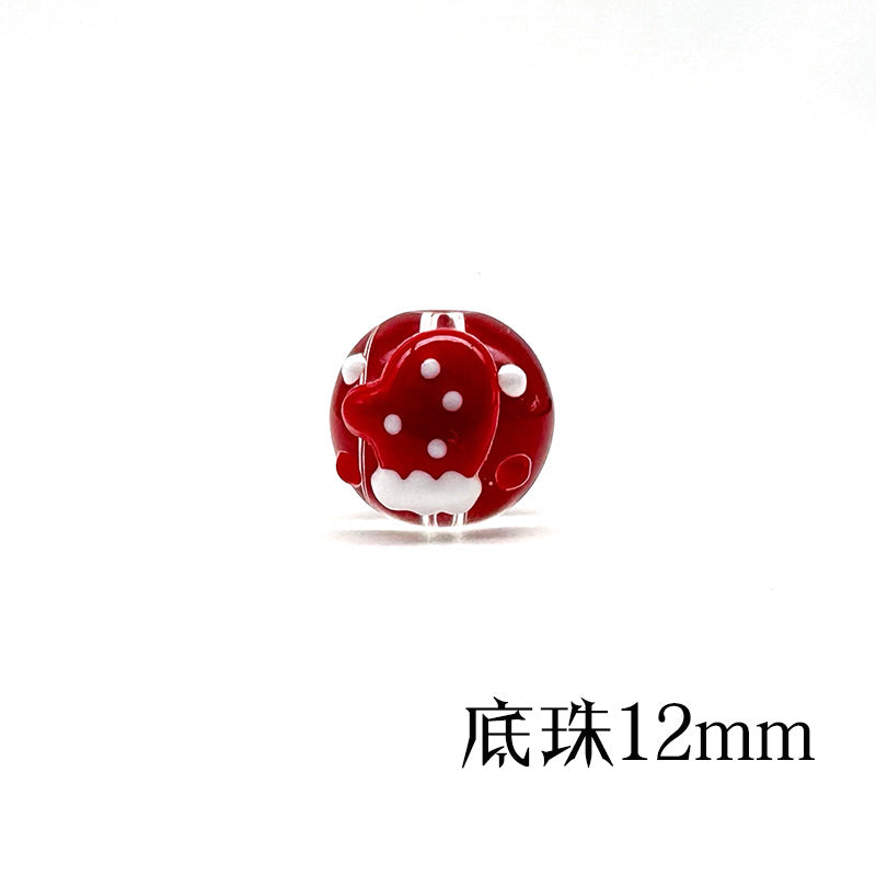 Hand Painted Christmas Enamel Glass Beads 12mm 14mm 1pc 8