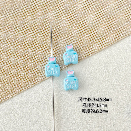 Double Sided Heart and Perfume Bottle Metal Beads 13/16mm Painted Alloy 10pcs 16