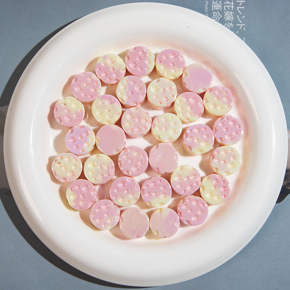 Gradient Colored Cheese Macaron Resin Beads 17mm Plating 20pcs 6
