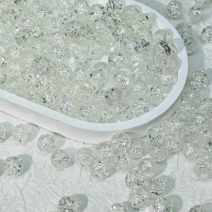 Crackle Glass Beads Round 10mm Transparent Mixed Colors 50pcs 34