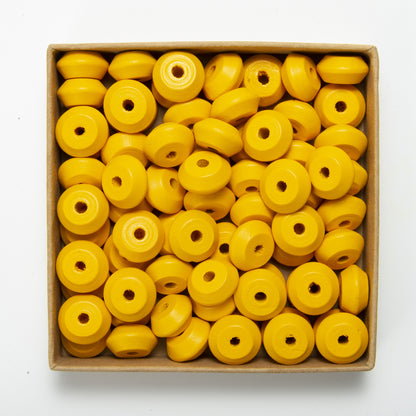 Wood UFO Spacer Beads 20mm Colored 100pcs 7