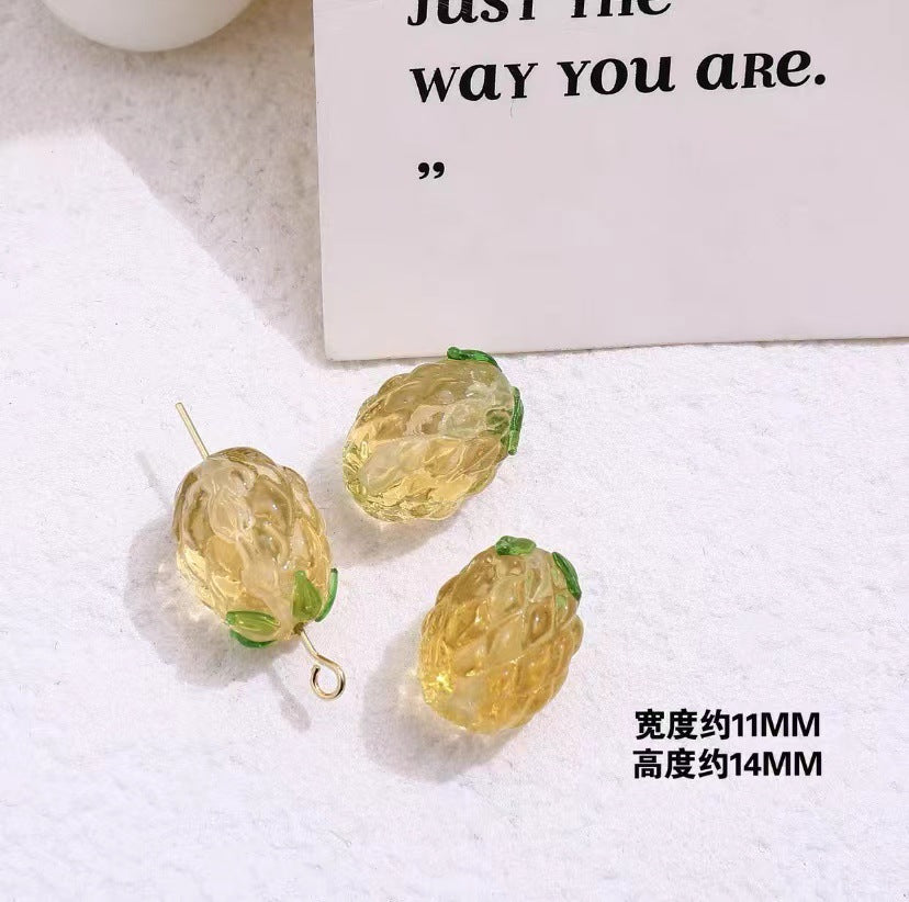 Lampwork Glass Beads Fruit Series Handmade Orange Green 10pcs 7