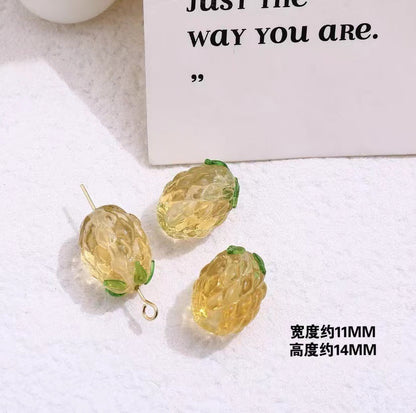 Lampwork Glass Beads Fruit Series Handmade Orange Green 10pcs 7