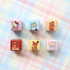 Printed Square Acrylic Beads 14mm Pastel Animal Faces Glossy 20pcs 2