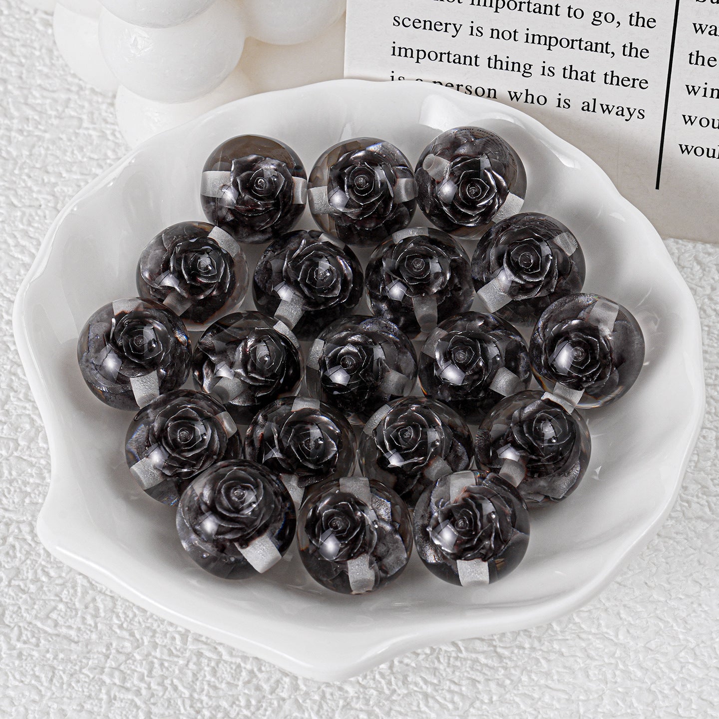 Blooming Flower Resin Beads 16mm Round Colorful 20pcs 7