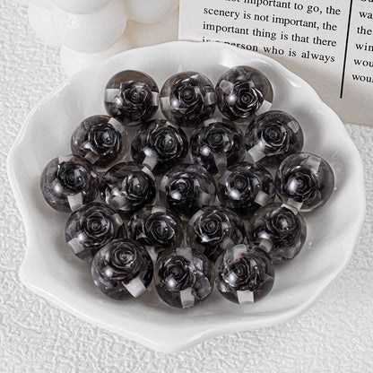 Blooming Flower Resin Beads 16mm Round Colorful 20pcs 7