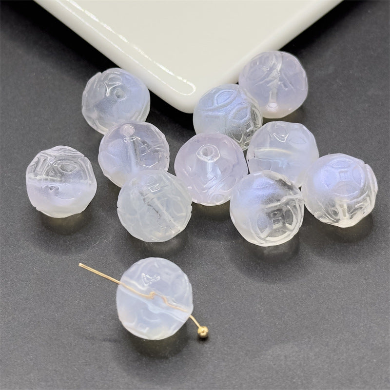 Czech Glass Beads Round 12mm Textured Translucent Red Pink 100pcs 13