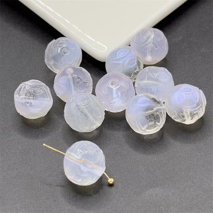 Czech Glass Beads Round 12mm Textured Translucent Red Pink 100pcs 13