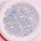 Glow Heart Acrylic Beads 21mm Glitter Iridescent Pastel 10pcs 3