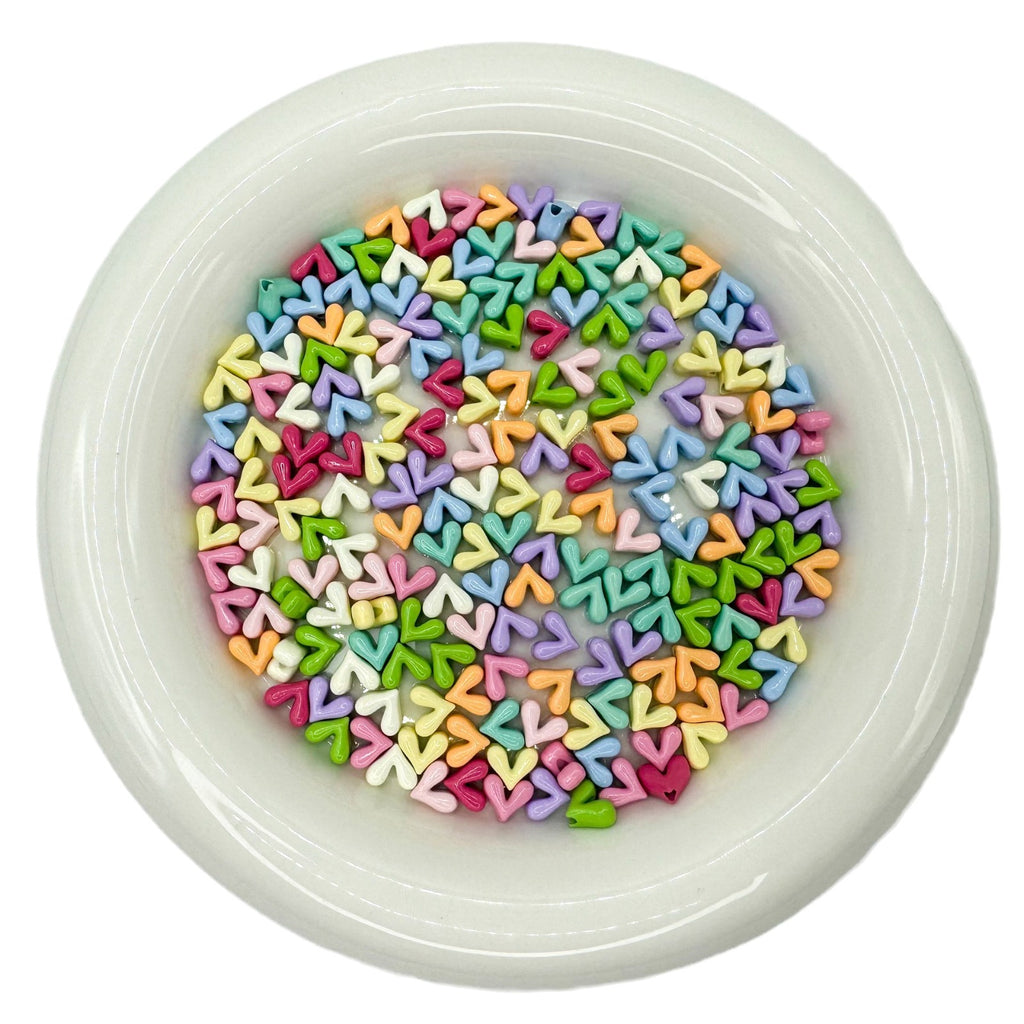 Painted V-Shaped Heart Acrylic Beads 6.7x8mm Glossy Mixed Colors 10pcs 5