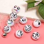 UV Plating Round Acrylic Beads 16mm Funny Emoji Faces 50pcs