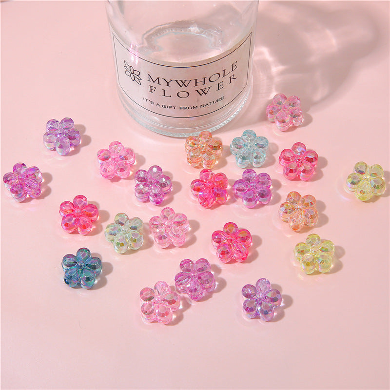 Transparent Flower Acrylic Beads 15x18mm Iridescent Pastel 40pcs 3