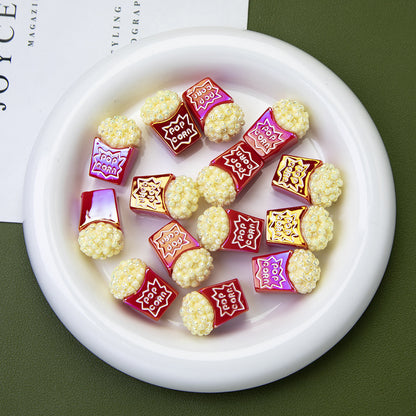 Popcorn Resin Beads 26mm Glossy Textured 10pcs 7
