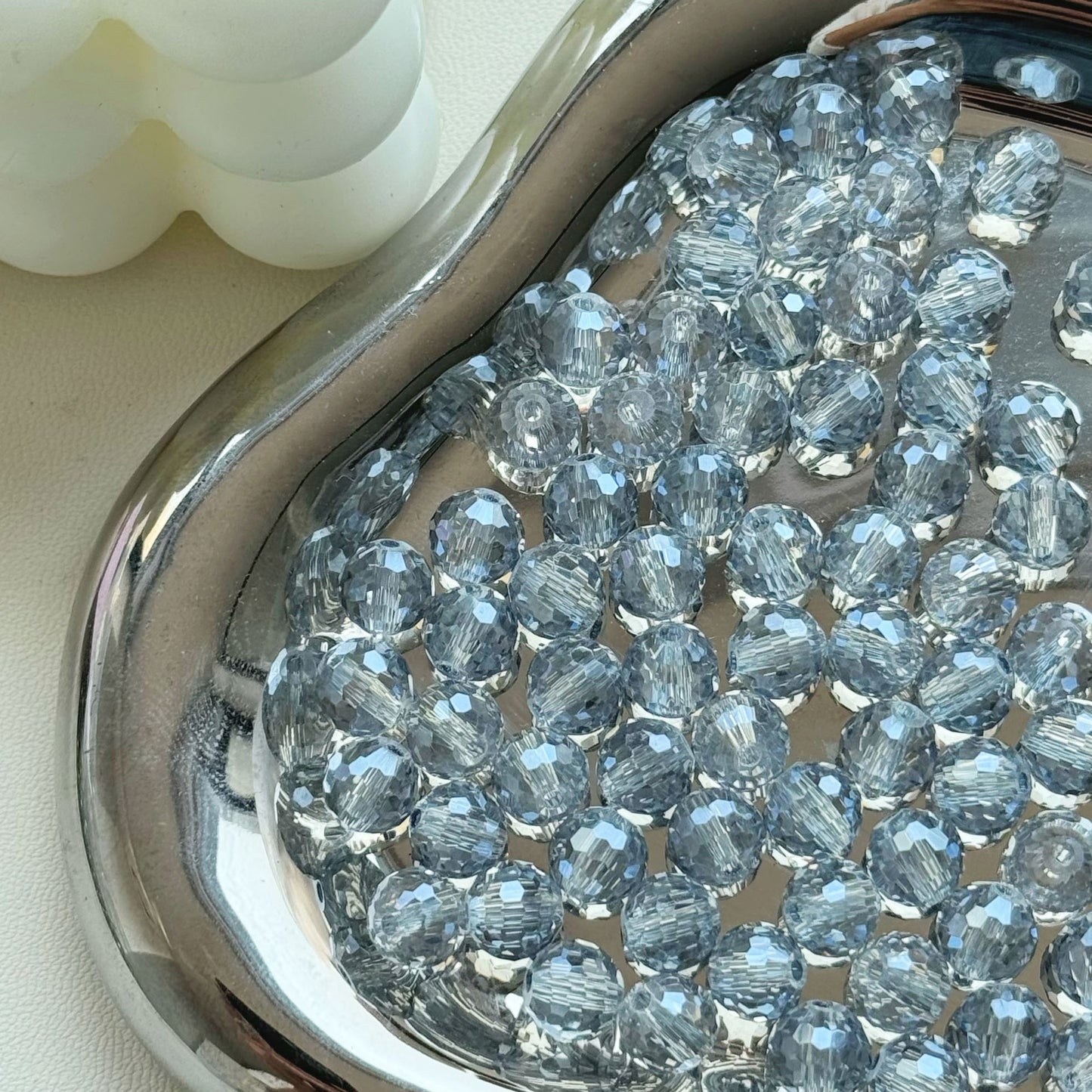 Vintage Faceted Round Glass Beads 8mm Iridescent 50pcs 18