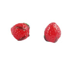 Lampwork Glass Beads Strawberry Shape 12mm Colorful Textured 5pcs 3