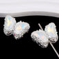 Butterfly Rhinestone Beads 28mm Colorful Silver Alloy 10pcs 17