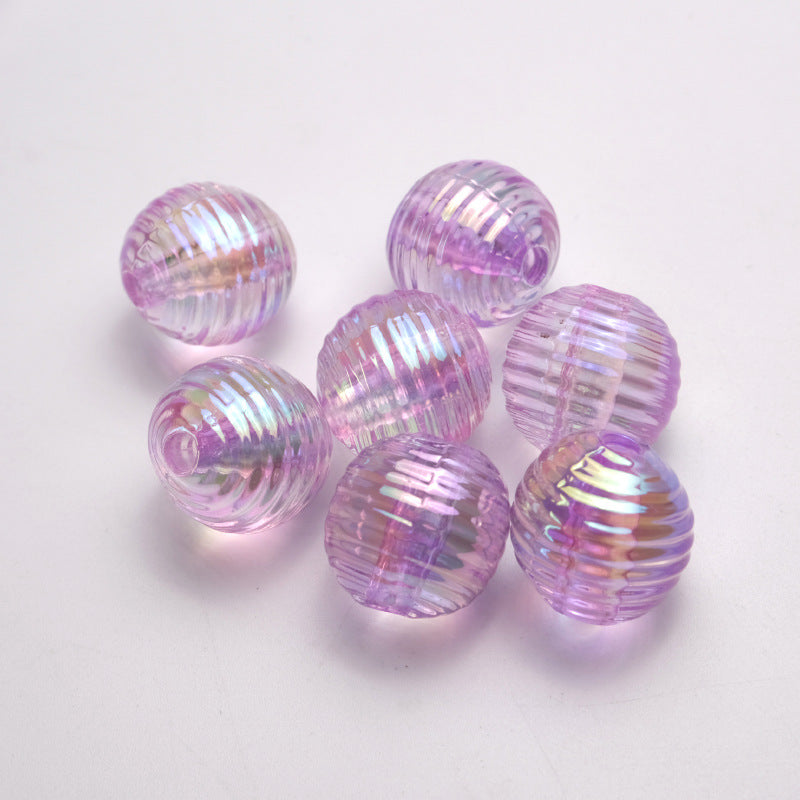 Transparent Plating Round Acrylic Beads 16mm Screw Thread 50pcs 10