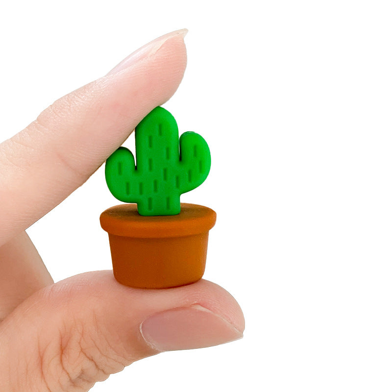 Silicone 3D Focal Beads Flowerpot Cactus Textured Vibrant Pots 20pcs 5